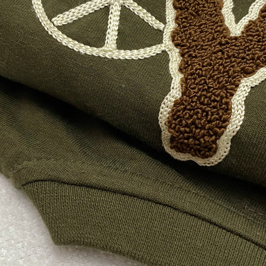 Embroidered T-shirt in Olive Green