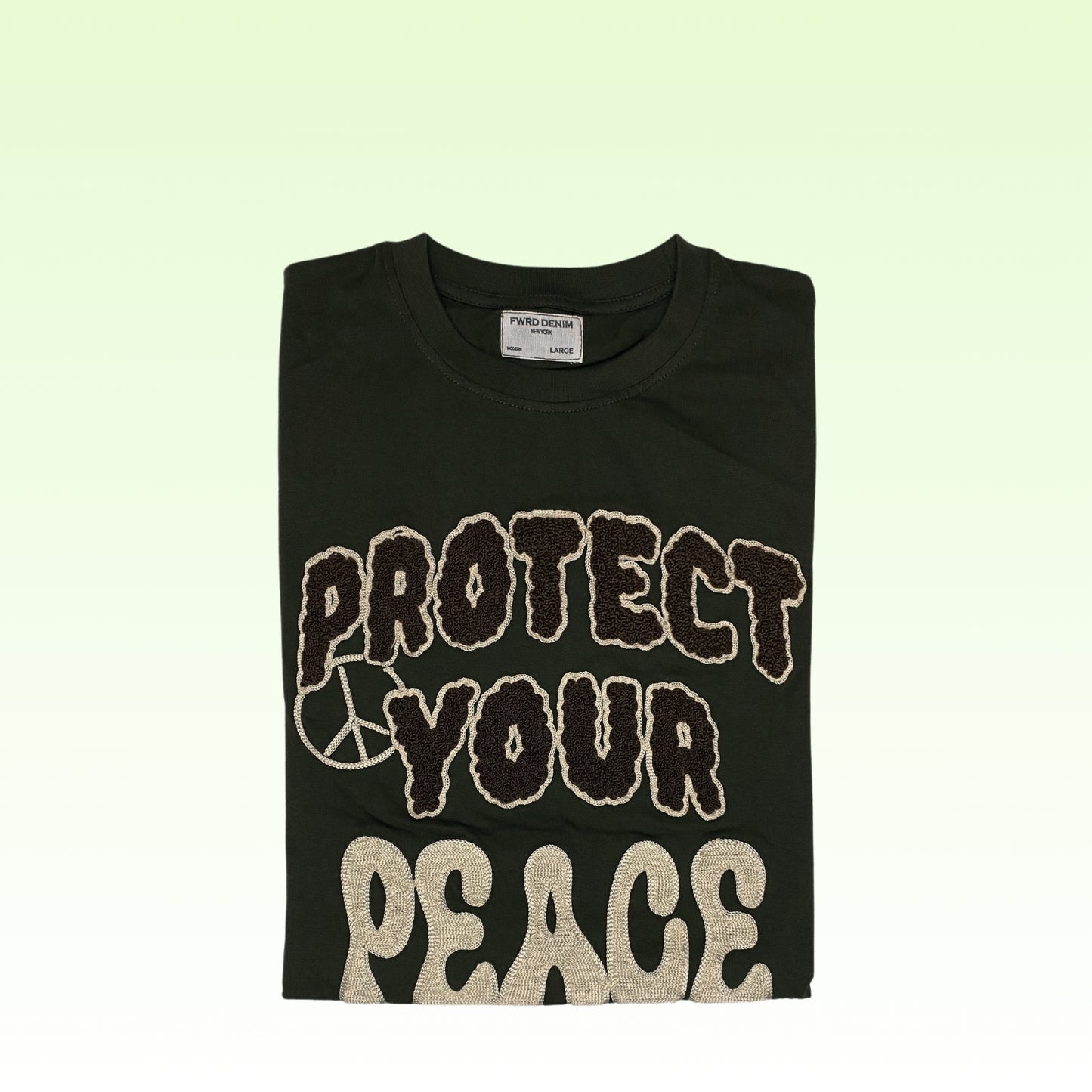 Embroidered T-shirt in Olive Green