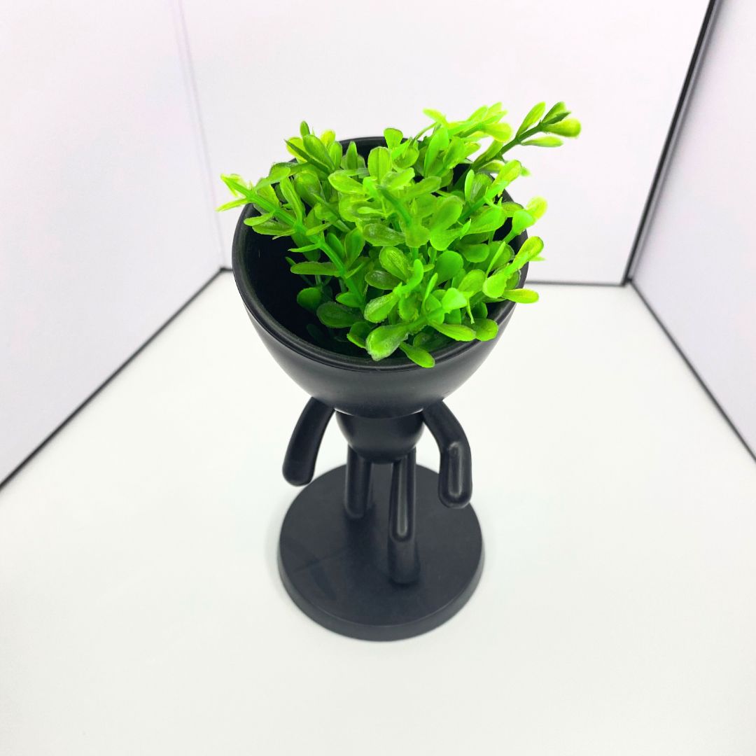 Walking Stickman Figure Houseplant Holder with Succulent Planter Head