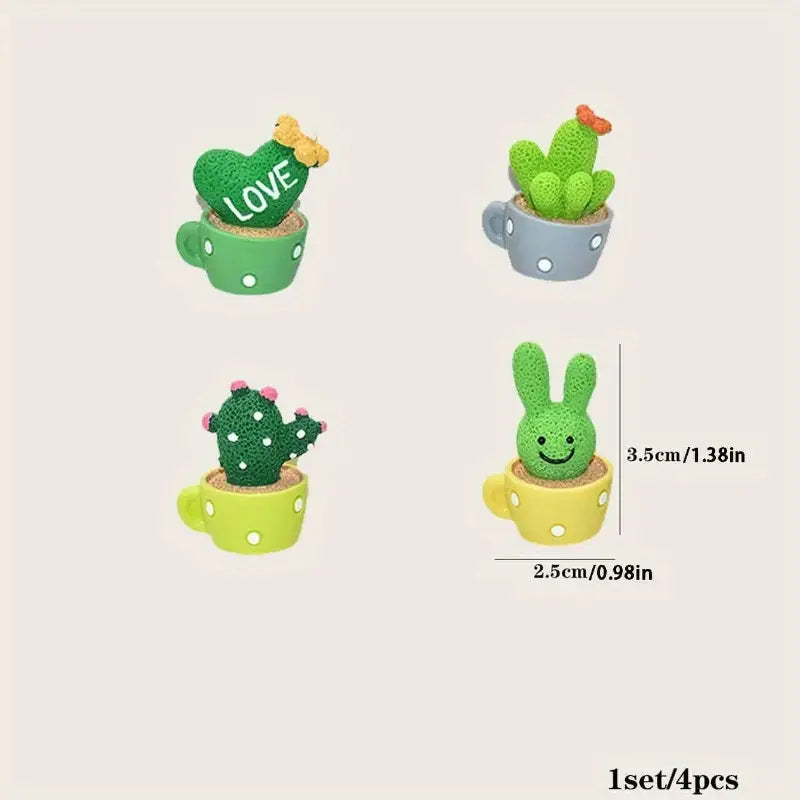1 Set of 4, Resin Succulent Cactus Mini Green Plant (Flower)