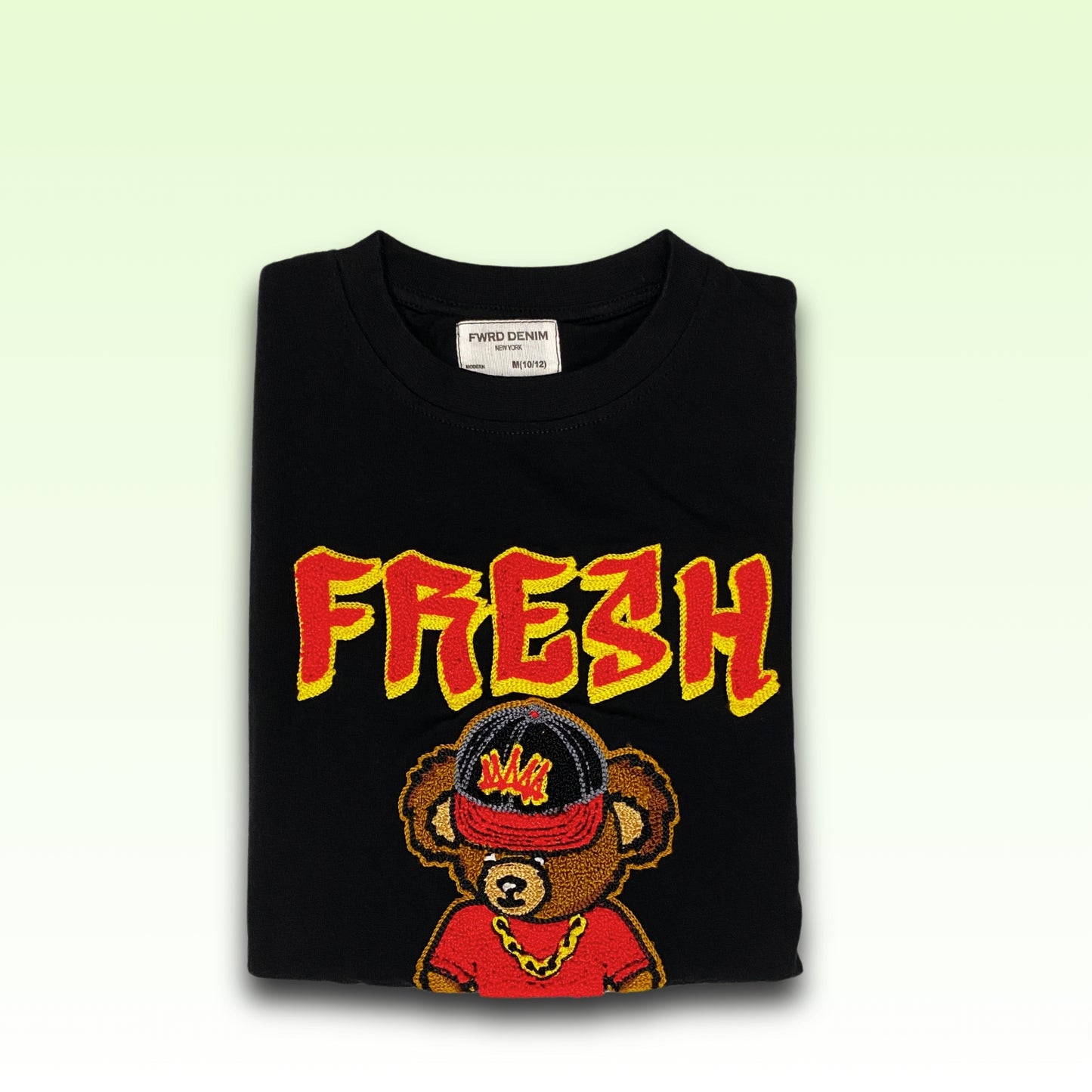 Black T-shirt with Embroidered Bear