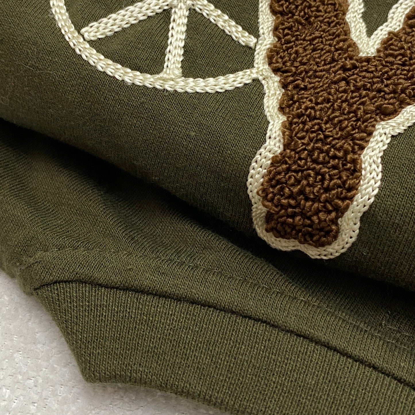 Embroidered T-shirt in Olive Green