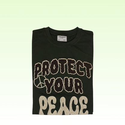 Embroidered T-shirt in Olive Green