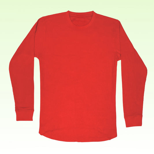 Plain Red Long Sleeves Cotton Shirt