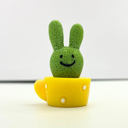 1 Set of 4, Resin Succulent Cactus Mini Green Plant (Bunny)