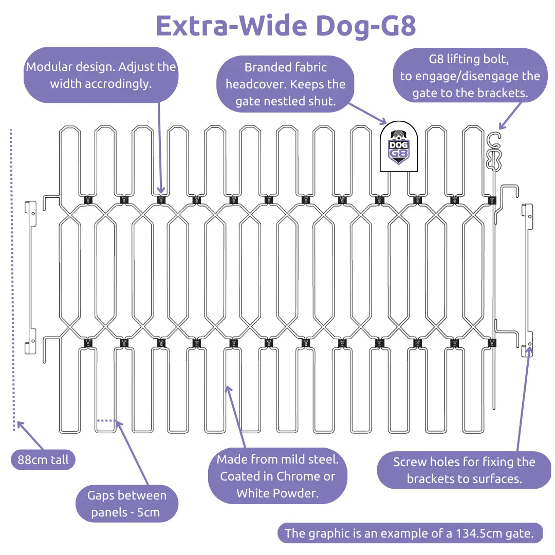 Extra-wide DOG-GATE - Width Span (103cm - 407.5cm) Height (88cm - 120cm)
