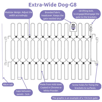 Extra-wide DOG-GATE - Width Span (103cm - 407.5cm) Height (88cm - 120cm)